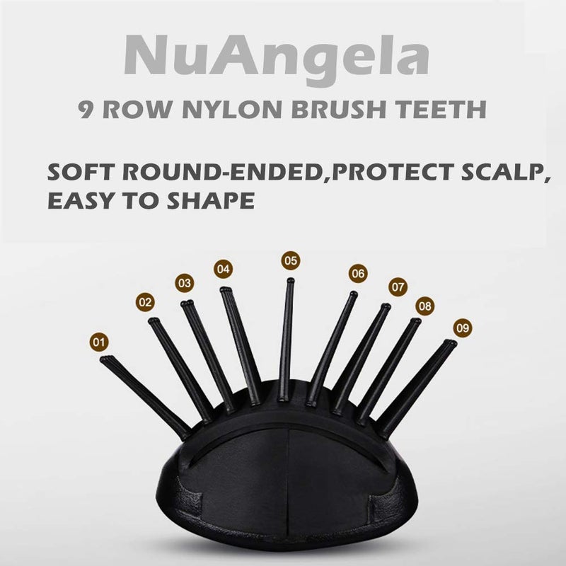 NuAngela Cushion 9 Row Nylon Bristle Brush For Curly Hair, Easy Clean Styling Hairbrush Combs For Detangling Shaping Smoothing Blow-Drying Separating,Defining Curls For Wet, Long, Frizzy, Thick Hair - Image 3